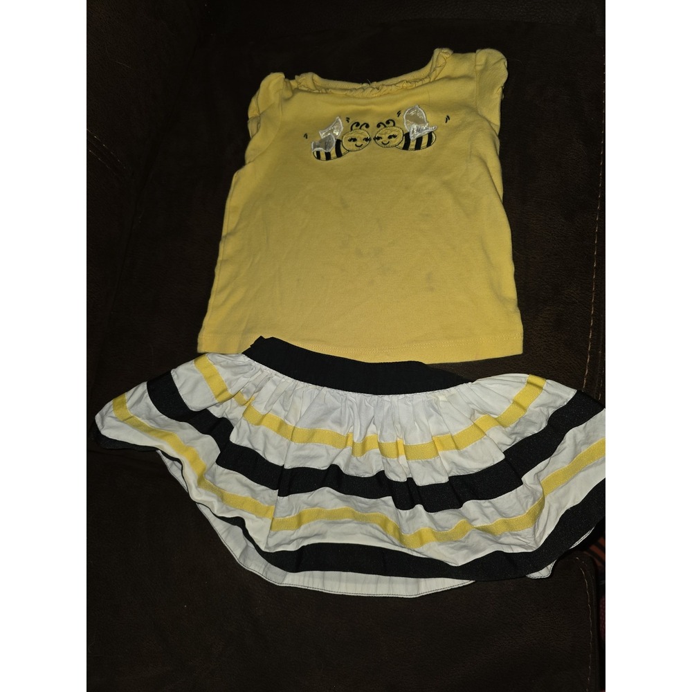 Gymboree bee chic top size 2t striped skirt size 18 24 months